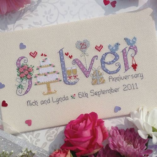 Silver Anniversary printed cross stitch chart by Nia Cross Stitch